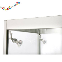 Vitrine grise verre basse avec rangement