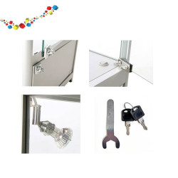 Vitrine grise verre basse avec rangement
