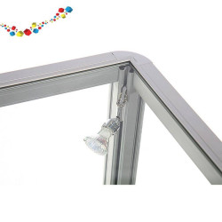 Vitrine comptoir grise en verre avec éclairage LED