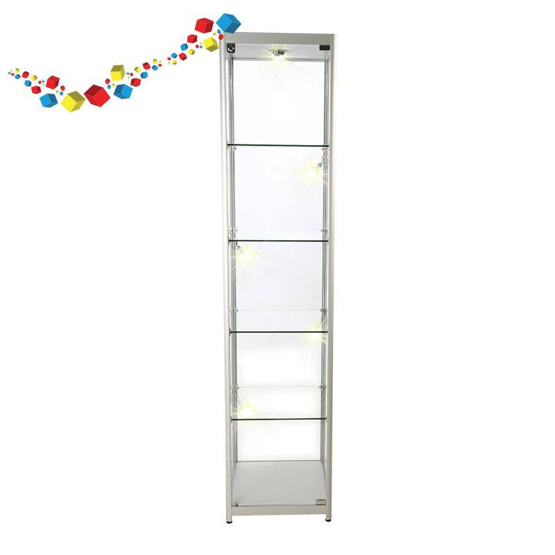 Vitrine tour grise de 2m en verre