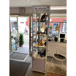 Vitrine grise  haute de 2 m avec rangement