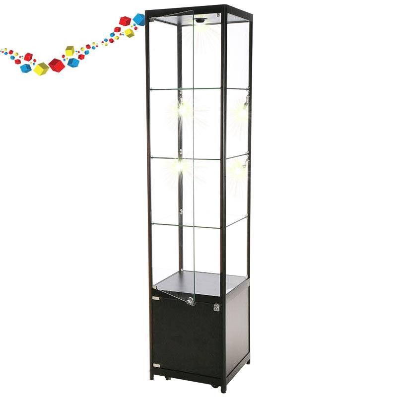 Vitrine haute noire en verre avec rangement