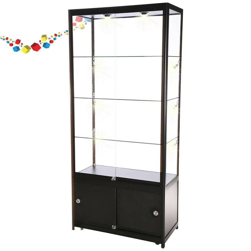 Vitrine haute d'exposition noir de 90 cm