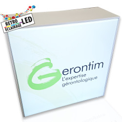Comptoir d'exposition blanc pliable avec rétro-éclairage LED