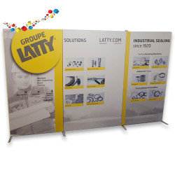 Totem connectable en tissu tendu pour stand modulaire