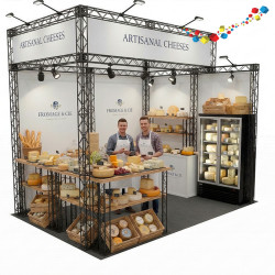Stand îlot X truss 3x3 m avec visuel en hauteur