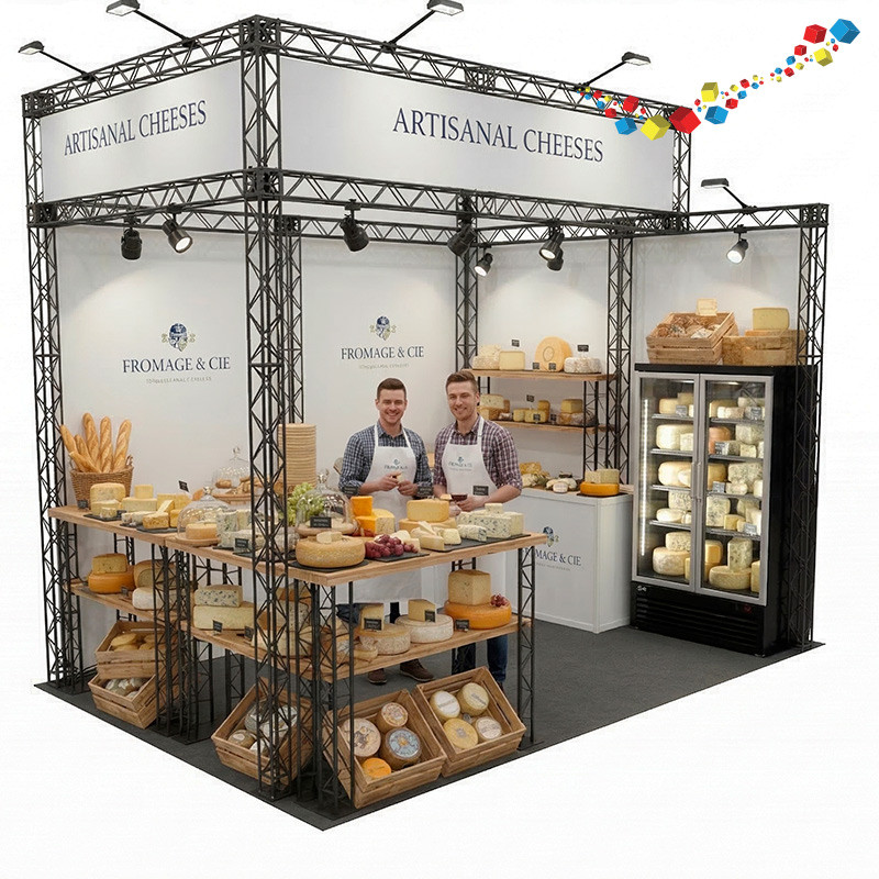 Stand îlot X truss 3x3 m avec visuel en hauteur
